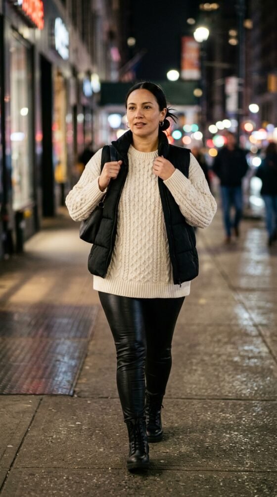 The Faux Leather Leggings and Oversized Sweater
