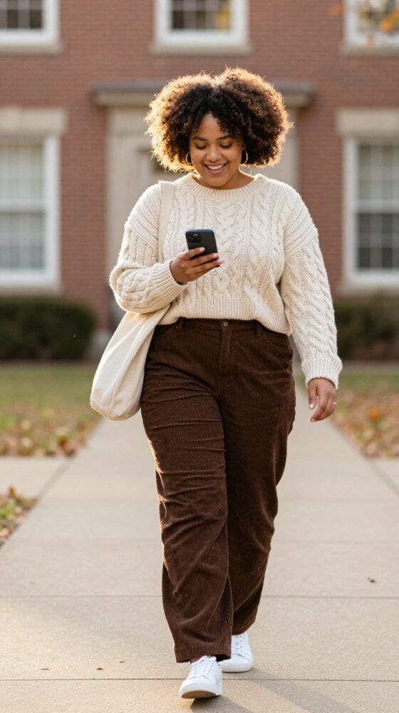 The Lecture-Hall Wide-Leg Corduroy and Cable Knit