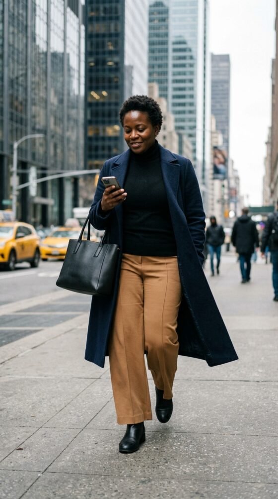 The Midtown Wool Coat and Wide-Leg Trousers