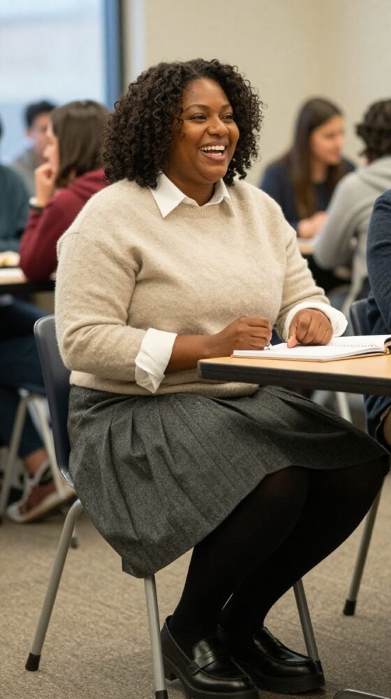 The Student Union Pleated Skirt and Chunky Loafers