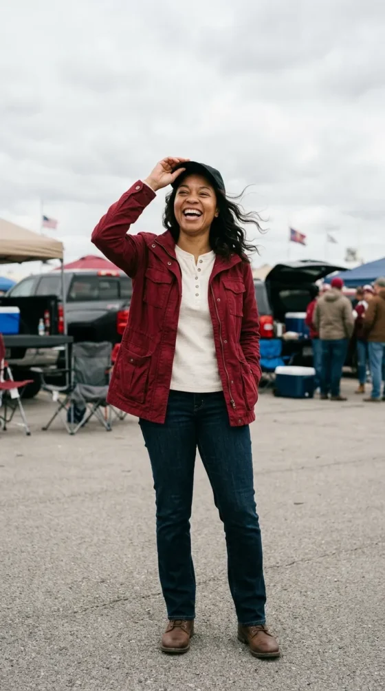 Utility Jacket + Henley + Jeans + Ankle Boots