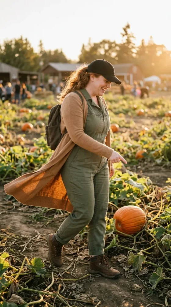 Utility Jumpsuit + Long Cardigan + Hiking Boots