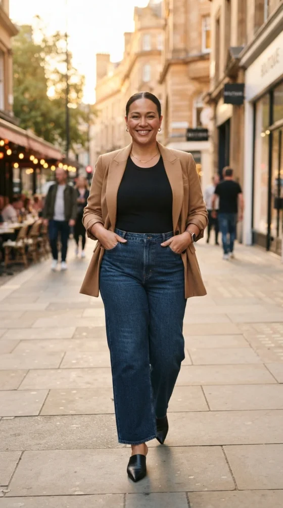 Wide Leg Denim & Blazer