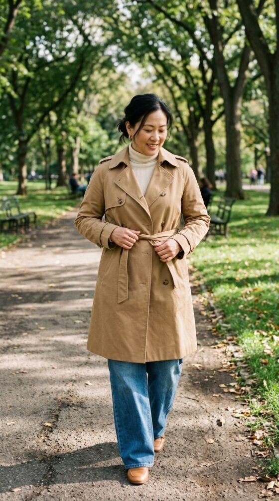 Wide-Leg Jeans and a Trench Coat